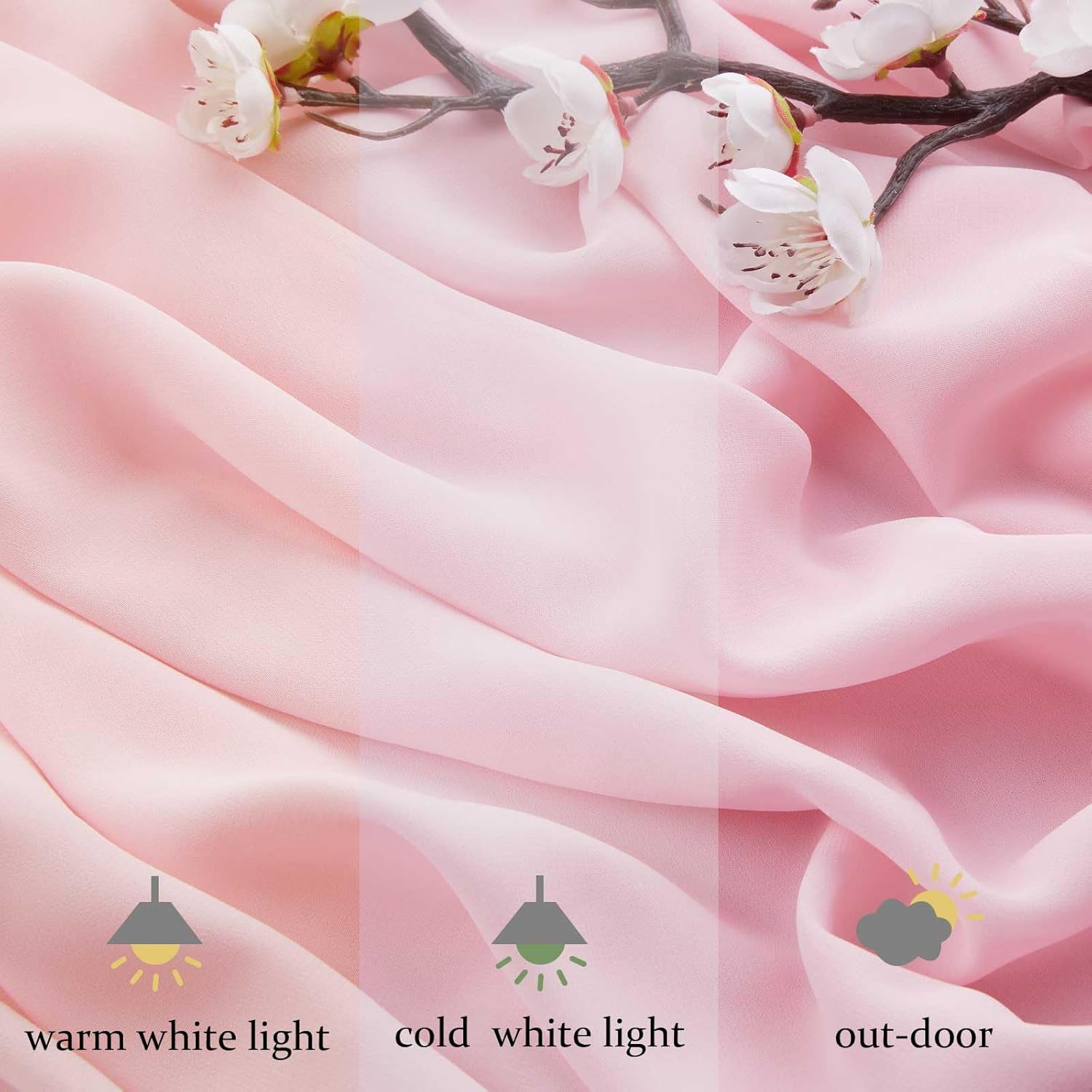 10 Yard Pink Chiffon Fabric by The Yard, 58 Inch Wide Elegant Sheer Chiffon Fabric for Wedding Costume Sewing Clothing Crafting Table Runner DIY Project