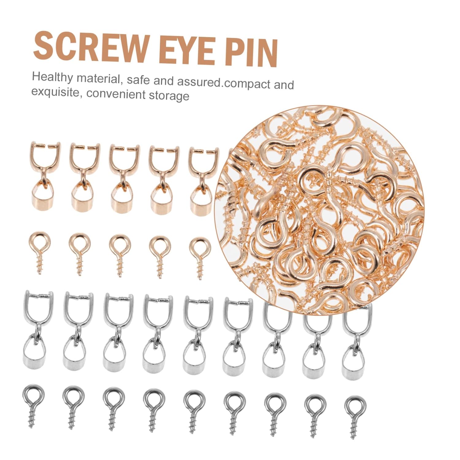 SOLUSTRE 1set Screw Eye Pin Jewelry Making Kit Sheep Eye Screws for DIY Crafts Smooth Surface Easy to Use for Earrings Bracelets Necklaces