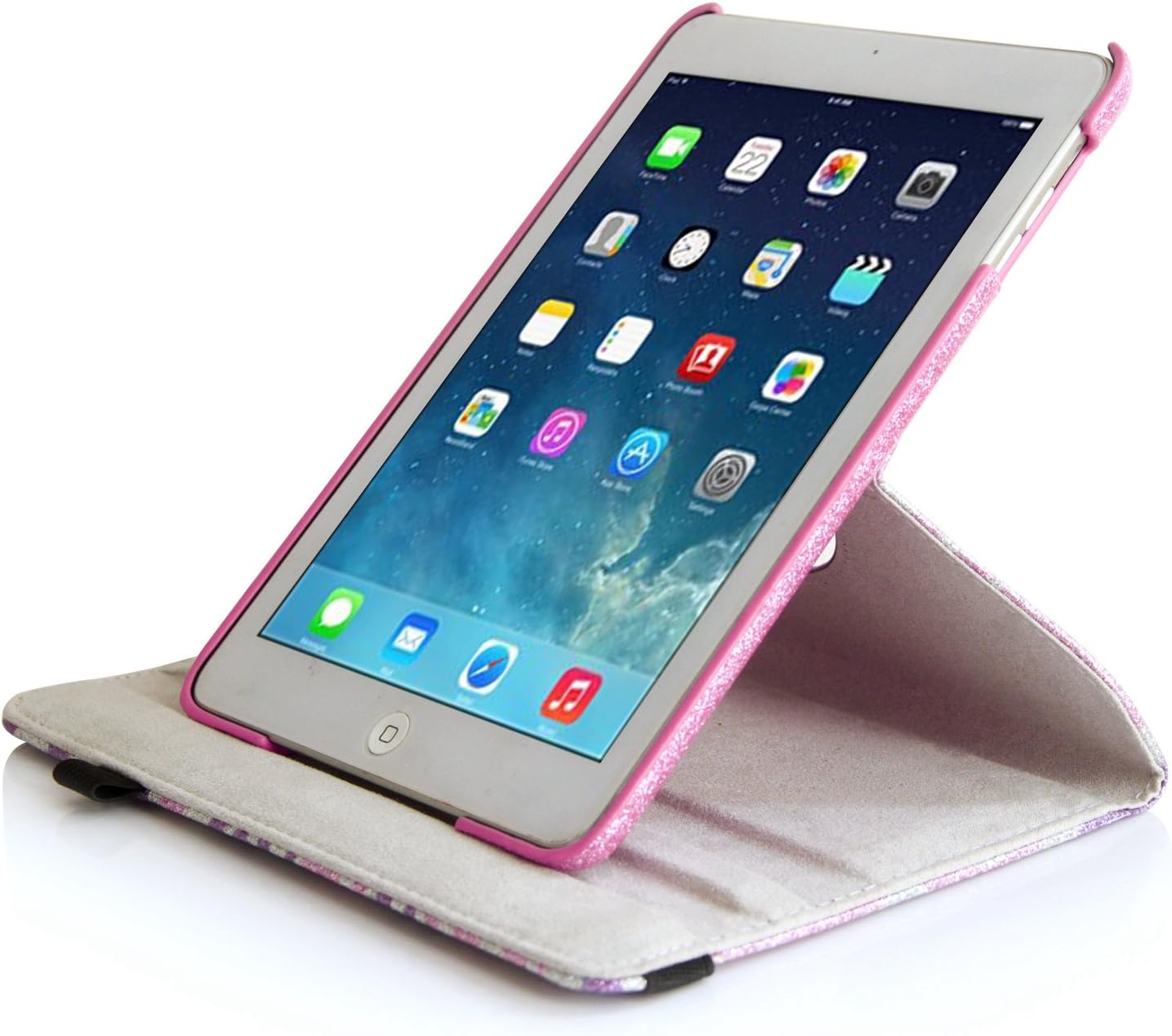 iPad Mini Case, iPad Mini Retina Case, Style4U [Everlasting Shine] Shiny Colorful Zebra Print Design 360 Rotating PU Leather Stand Bling Case Cover with Auto Sleep/Wake Function for Apple iPad Mini / iPad Mini 2 / iPad Mini 3 with 1 Style4U Stylus [ Purple Pink Zebra / Hot Pink]