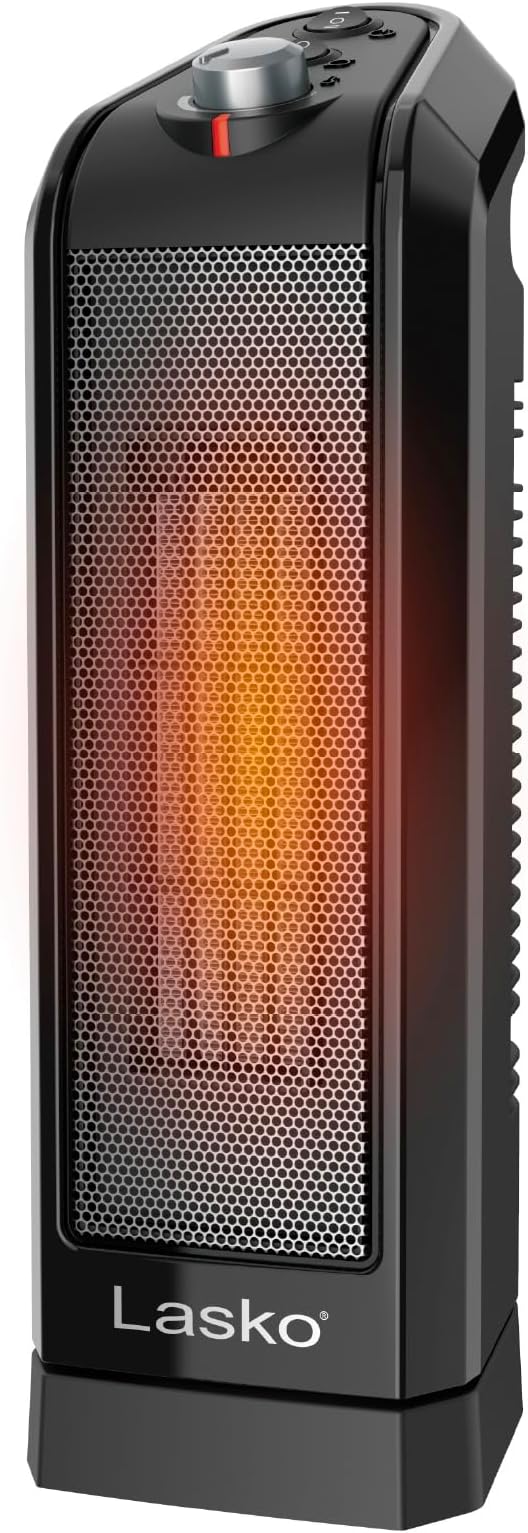 CT14650 Small Portable 1500W Oscillating Electric Ceramic Space Heater with Manual Thermostat and Overheat Safety Protection for Indoor Home Use