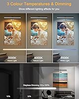 Vista 8 de GOVSSING Luces de imagen para pared, batería recargable de 4000 mAh, luz inalámbrica con control remoto, 3 temperaturas de color y brillo ajustable