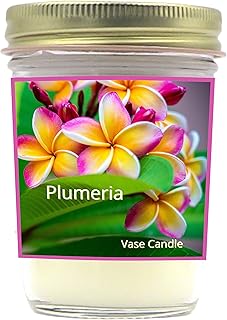 Plumeria Vase Candle - Smells like Plumeria Flowers. (Jar)