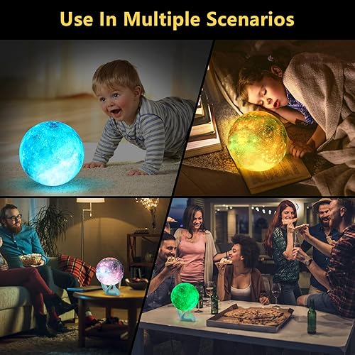 Miniatura 7 de 16TUYOUTU 16 Colors Moon LampLava LampMoon Night Lights for KidsGalaxy Lamp3D Moon Lights for BedroomBedroom Gift for Kids Boys Girls Birthday