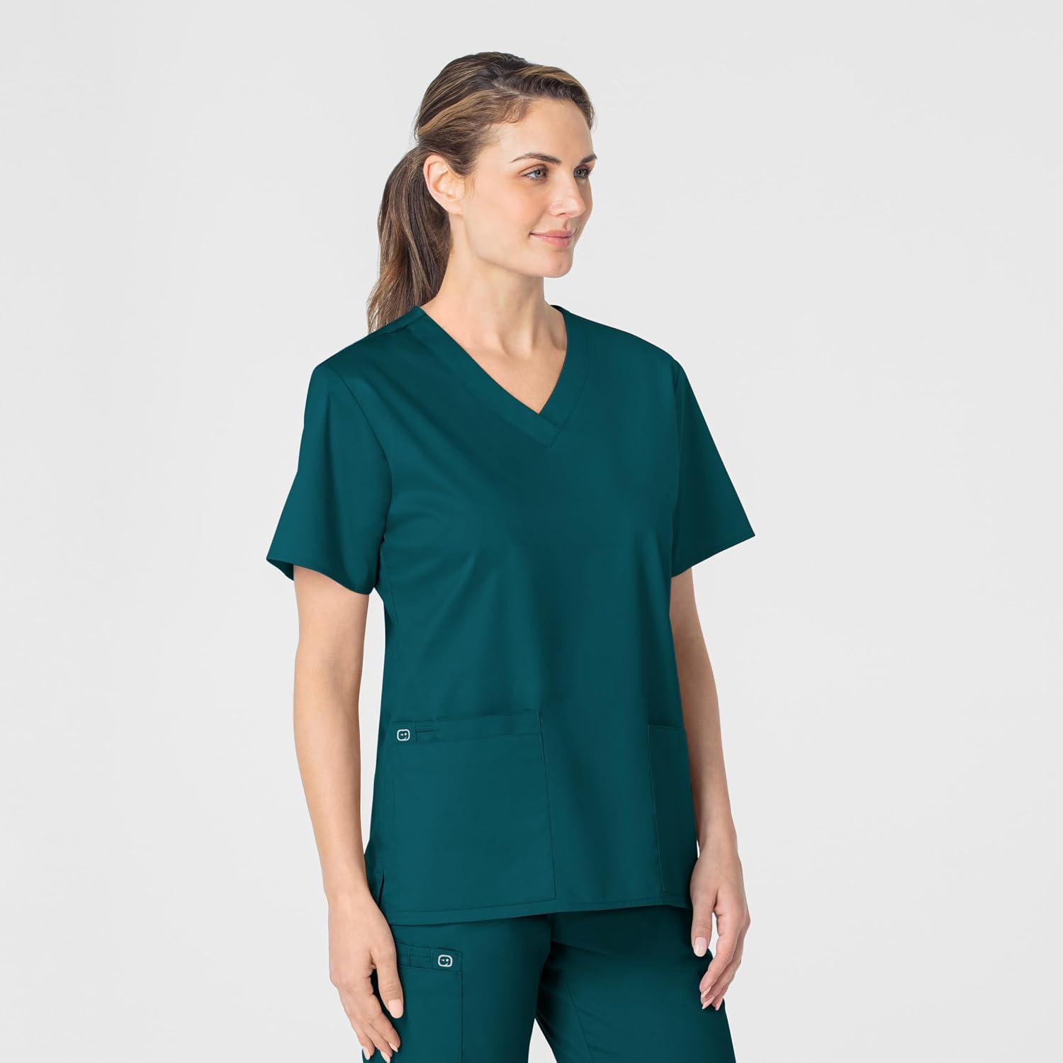 Wink WonderWORK Women's V-Neck Scrub Top, Caribbean Blue, 3XL