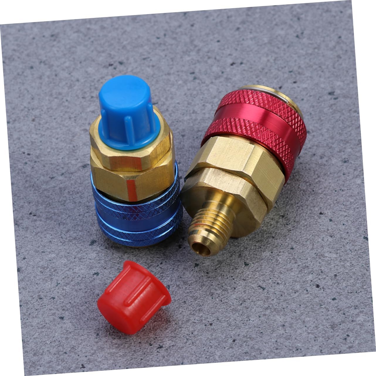 Mobestech 2pcs Auto Car Air Conditioning Quick Coupler Adapter High Low Pressure Kit Identification Knobs for Easy Use