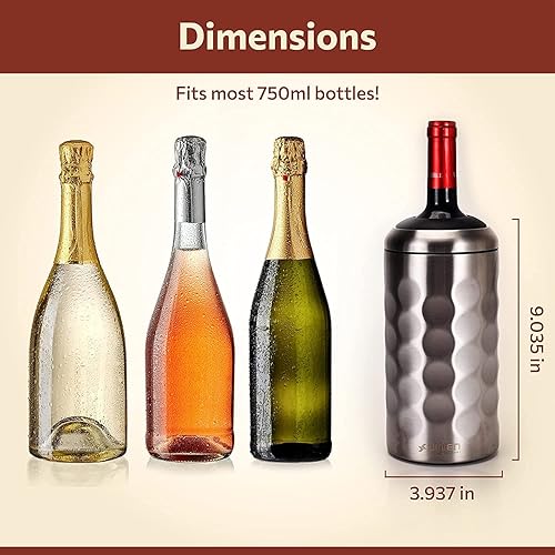 Miniatura 3 de Enfriador de vino prémium – Enfriador de botellas de acero inoxidable de 25.4 fl oz, doble pared y aislado al vacío, mantiene el vino frío durante