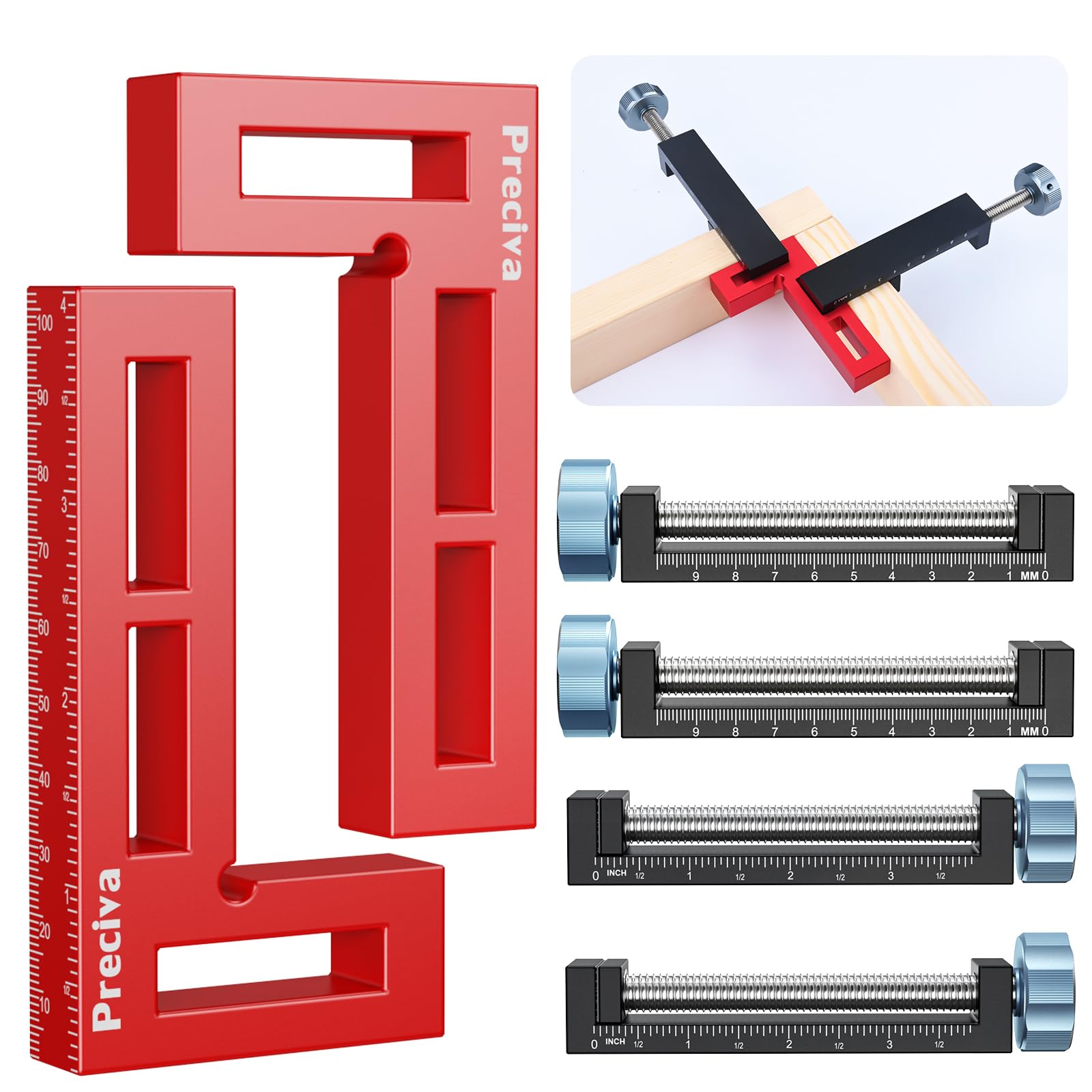 Preciva 90 Degree Corner Clamps for Woodwork, Right Angle Positioning Square Clamp 10cm/4.1inch
