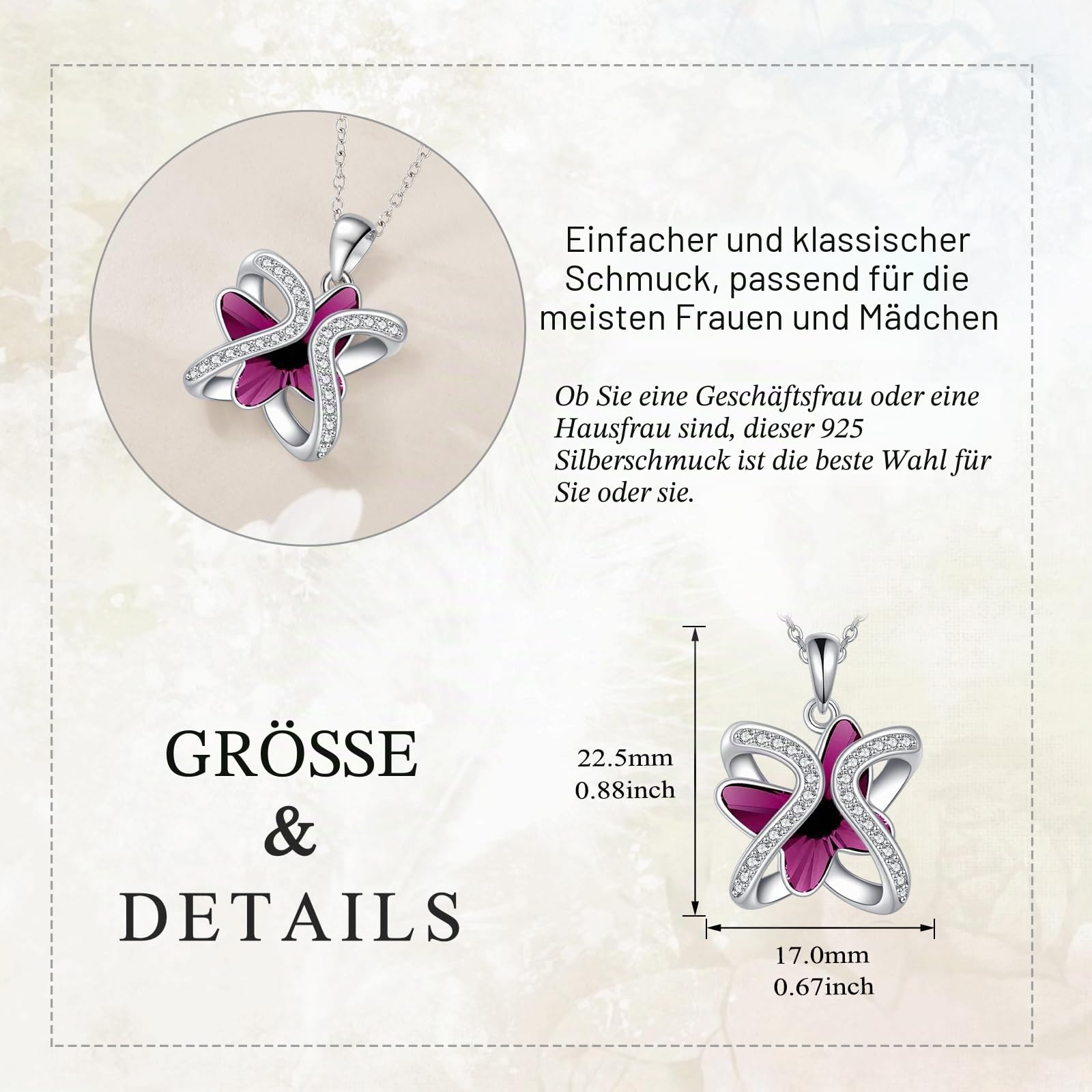 Schmetterling Kristall Halskette für Damen Sterling Silber Schmetterling Anhänger mit Swarovski Kristall Blau Schmetterling Geschenke für Schmetterling Liebhaber