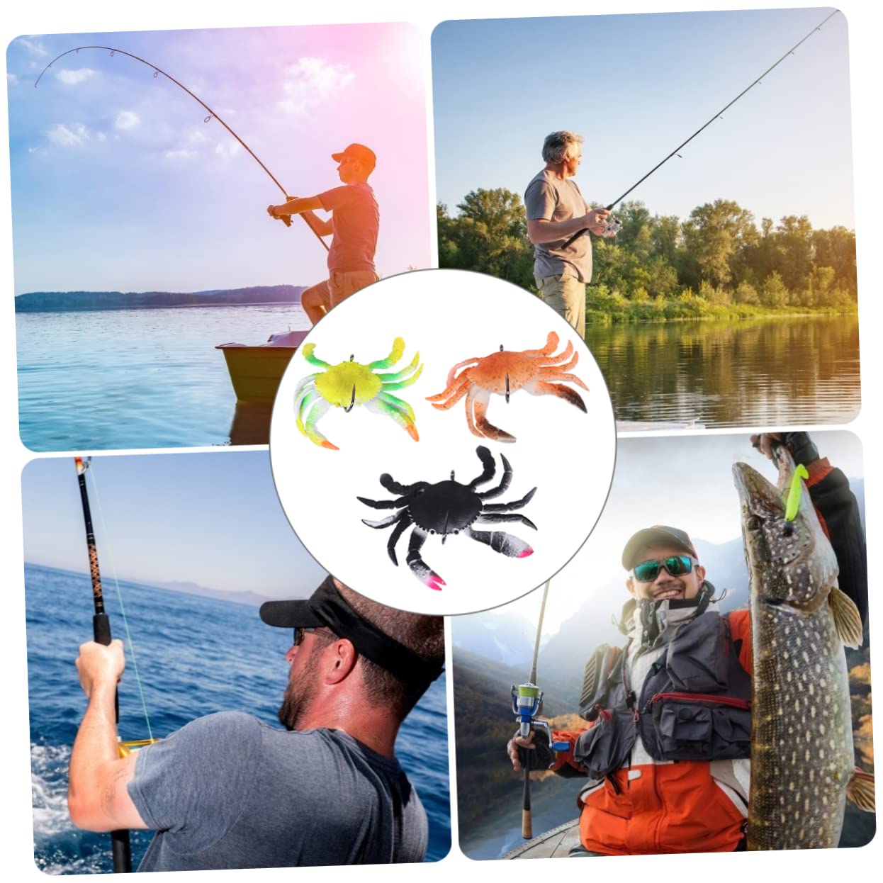 VANZACK Leurre Crabe Fournitures De Pêche Appâts De Crabe Appâts De Simulation Leurres De Pêche à L'achigan Leurres De Au Sébaste Faux Leurres De e Carpe Leurres PVC