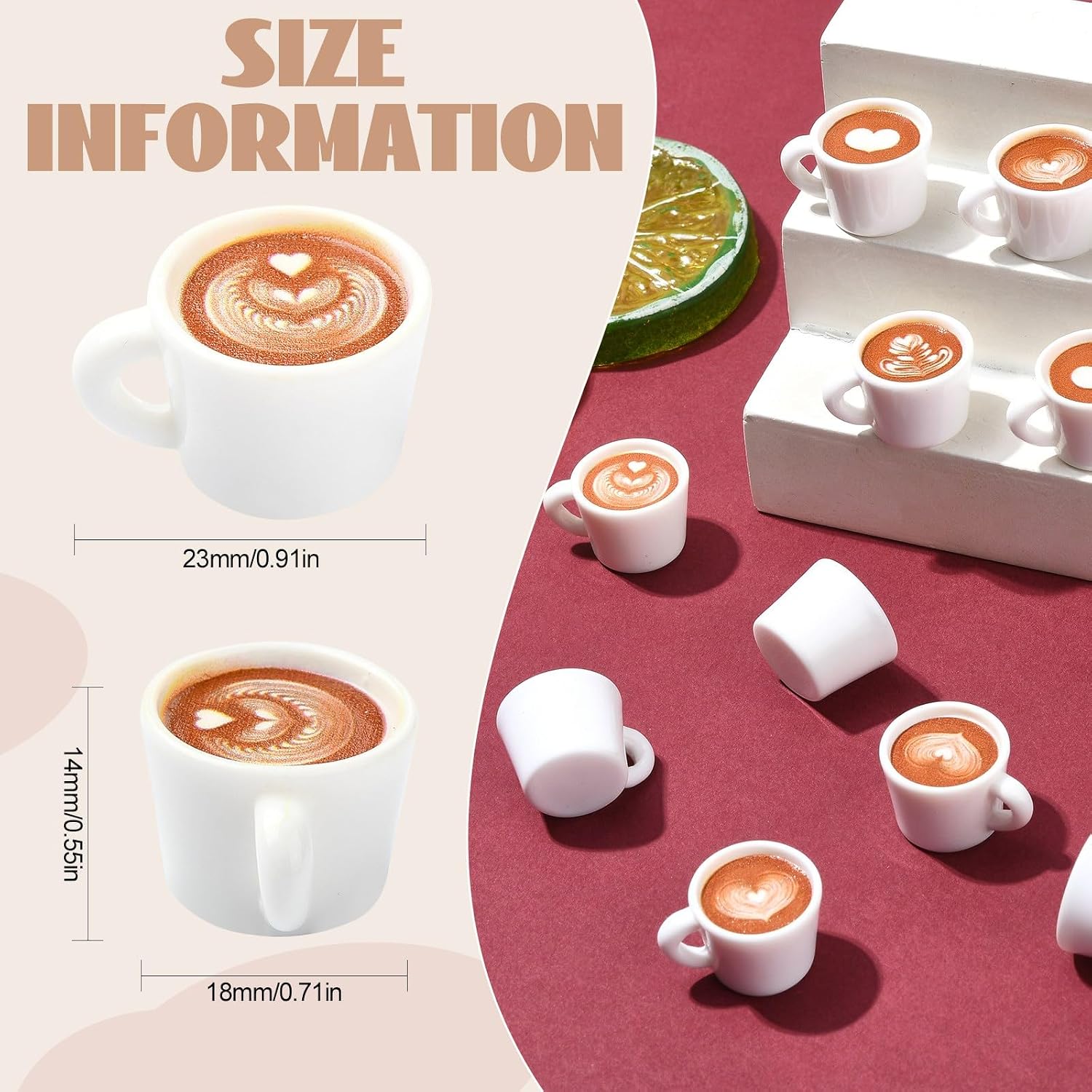LiQunSweet 50 pcs 5 Styles Mini Coffee Cup Resin Charms Imitation Drink Charms for DIY Jewelry Necklace Earring Bracelet Craft Bag Keychain Decoration