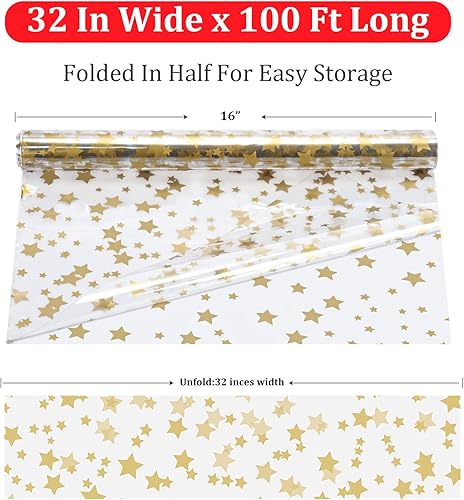 Vista 8 de Rollo de celofán de Navidad, envoltura de celofán, rollo de celofán para envolver regalos (32 pulgadas x 100 pies), dorado para cestas de regalo