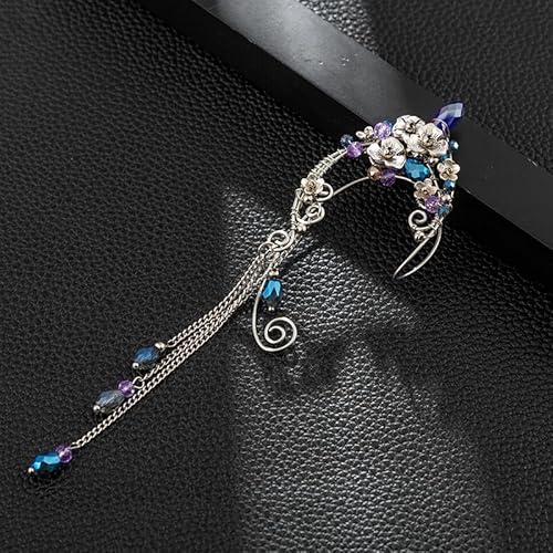 Freshme Fairy Elf Ear Cuffs - Fairy Ear Cuffs Boho Flower Ear Clips Dangle Tassel Climbers For Women S Prom Cosplaychristmas Halloween Renaissance Costume Accessories thumb #1