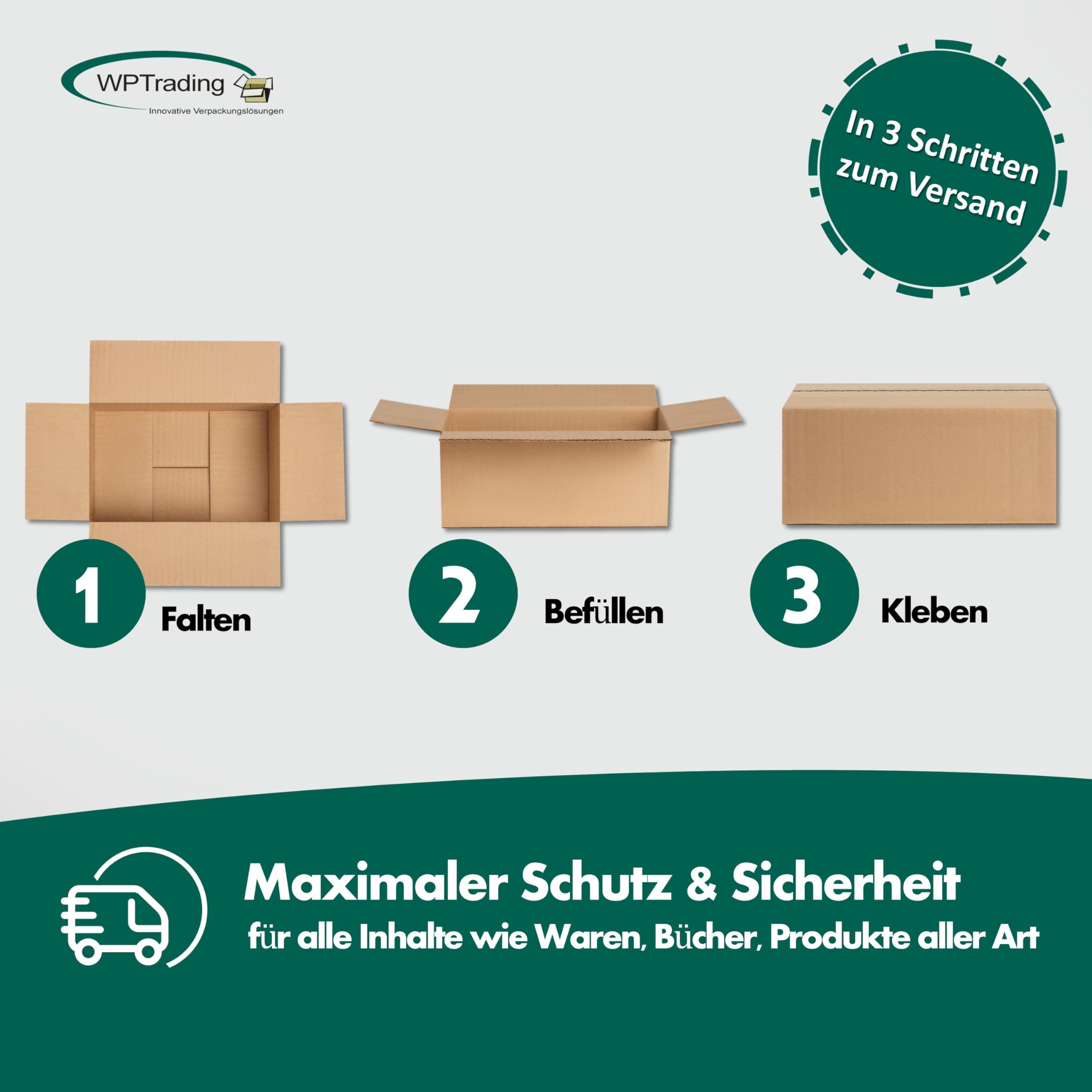 10 Stück Versandkarton 2-wellig 485 x 385 x 370 mm Wellpappe (Nr. 2W-5) Braun - Kartonagen für Warenversendung, Paket & Päckchen groß (L) - Karton Versandverpackung extra stabil
