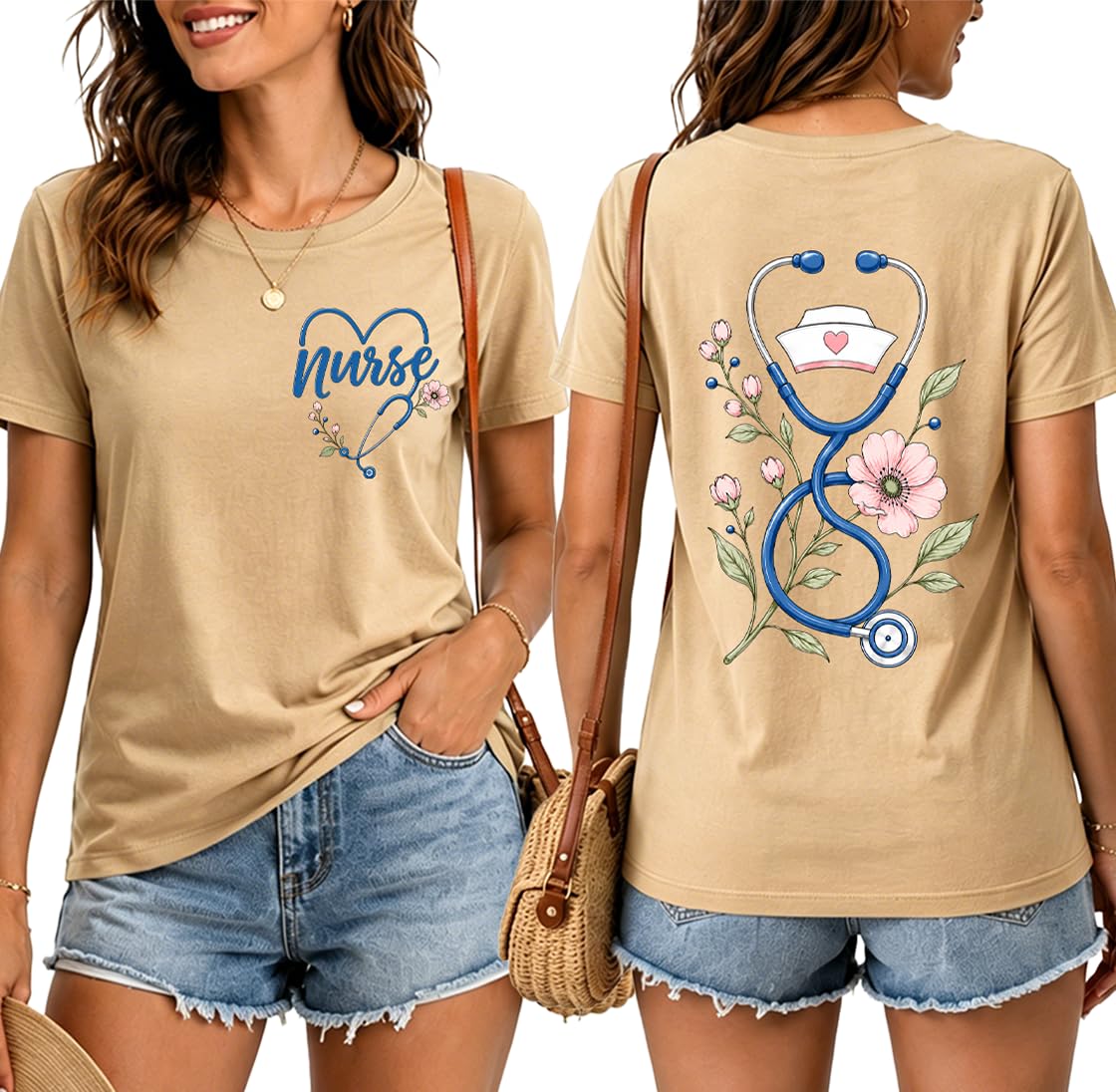 Nurse Shirts for Women Boho Floral Nurse Life T Shirt
