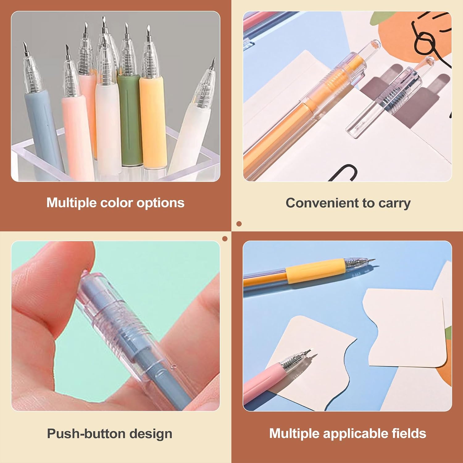 6 Pack Retractable Craft Pen Set 6 Colors Precision Paper Cutter for DIY Projects Scrapbooking Detail Hobby Tools for Stickers Journaling Supplies School Office Hand Tool Kit
