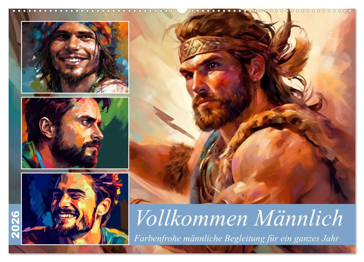 Vollkommen Männlich (Wandkalender 2026 DIN A2 quer), CALVENDO Monatskalender: Farbenfrohe männliche Ausstrahlung für ein Jahr (CALVENDO Menschen)