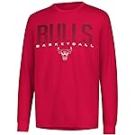 Ultra Game NBA Official Mens Super Soft Game Day Long Sleeve T-Shirt - Unisex, Chicago Bulls, Team Color, Small