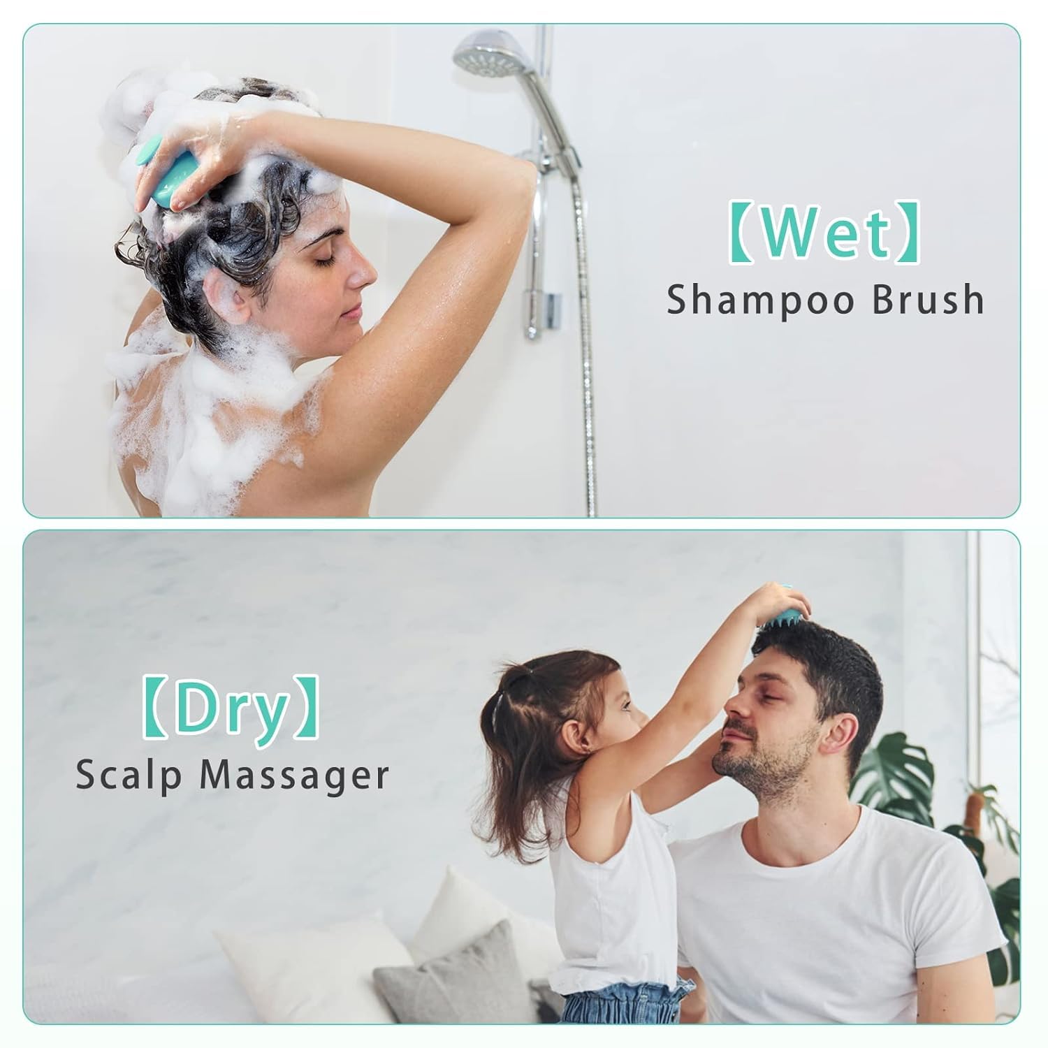 Keli Scalp Massager Shampoo Brush, Soft Silicone Hair Scrubber for Washing Hair, Wet and Dry Hair Scalp Care Brush, Shower Brush Scalp Scrubber Exfoliator with Bristles for Dandruff Removal 3