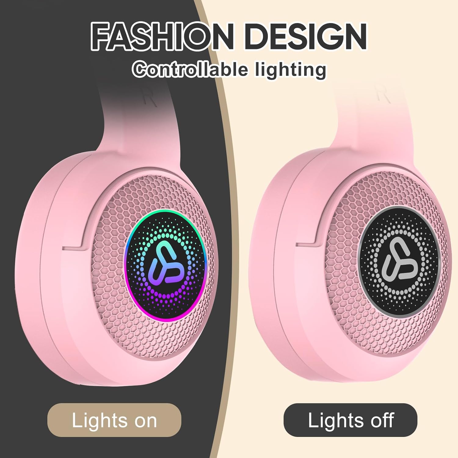 Image showing headphones with LED lights on and off