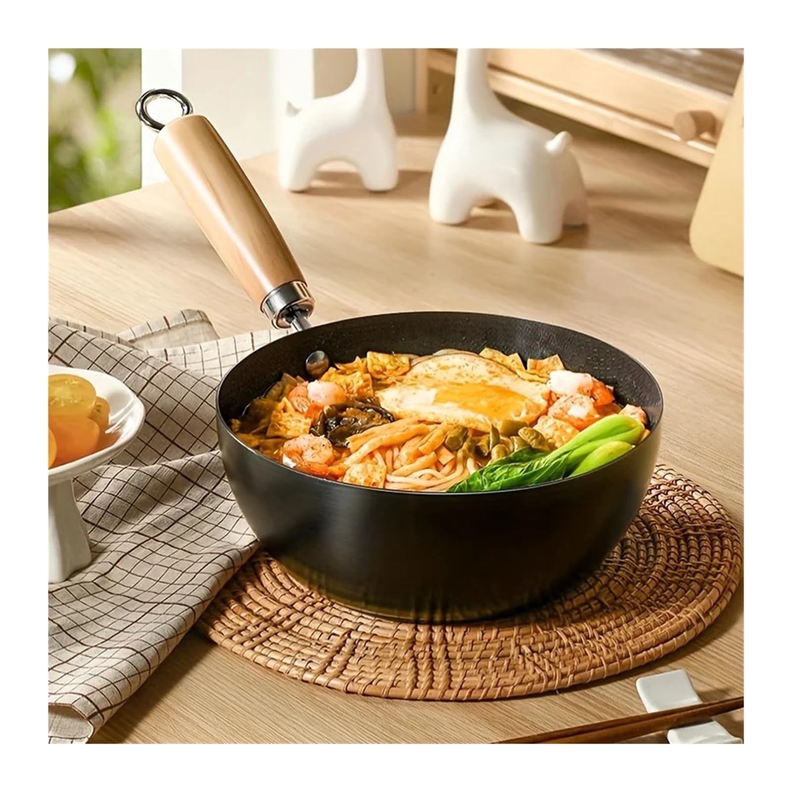 Compatibile con Mini Padella Antiaderente in Ferro, Padella, pentola, Padella per frittata, Wok, Utensili da Cucina (28 cm)