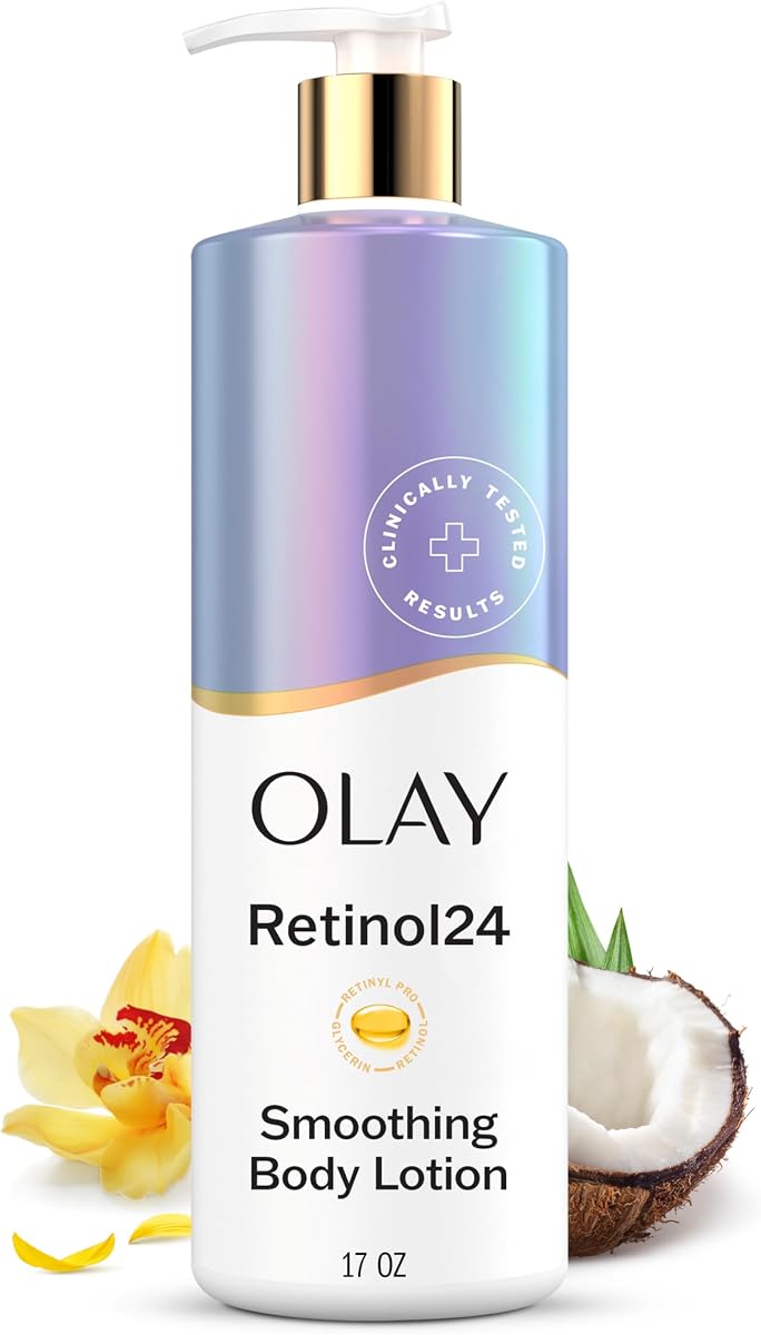 Loción corporal para mujeres, suavizante con suero de retinol, piel visiblemente más suave, humectación e hidratación las 24 horas, fórmula de rápida absorción, complejo de vitamina B3, para todo tipo de piel, 17 fl oz