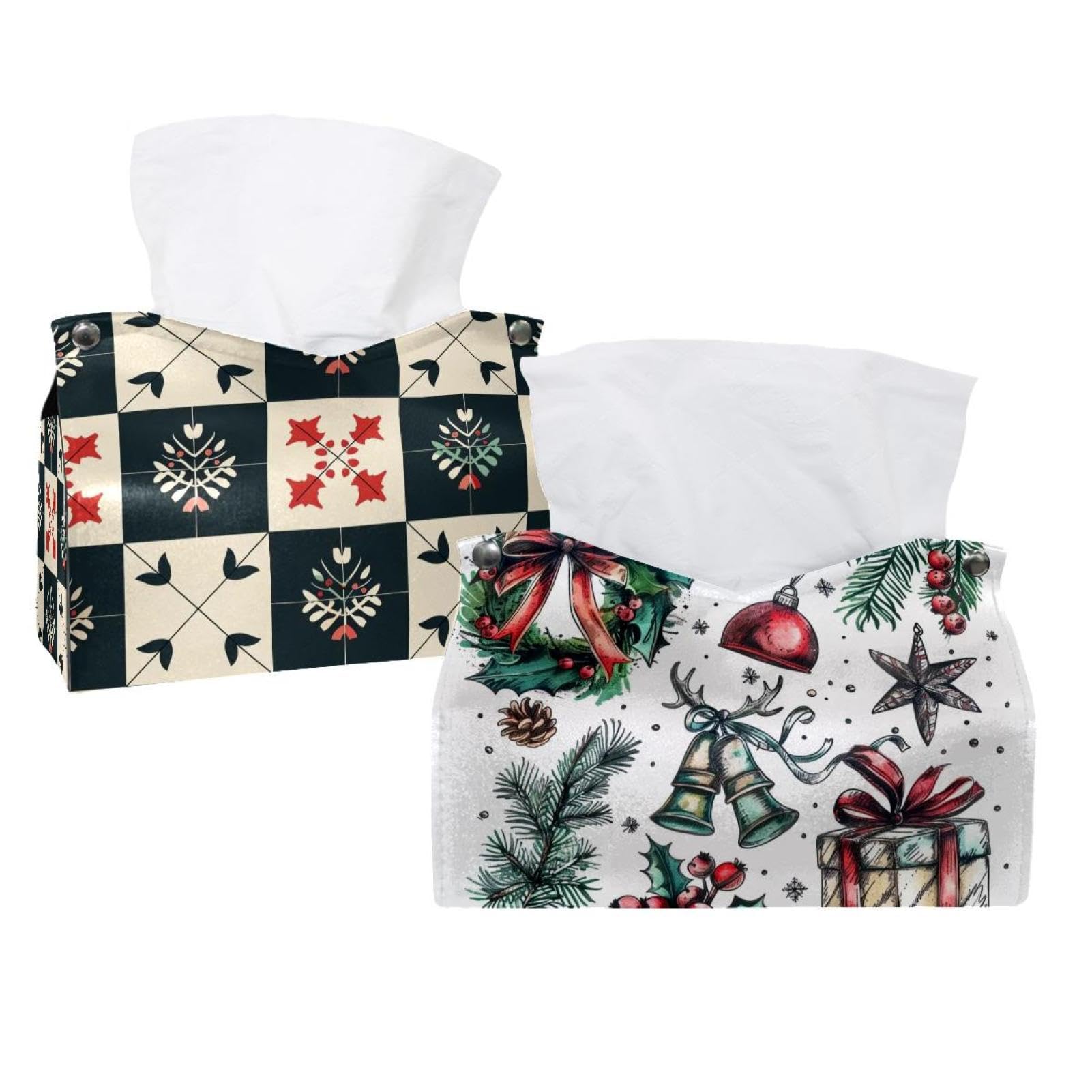 Boîte à mouchoirs de Noël : lot de 2 housses festives pour table et voiture
