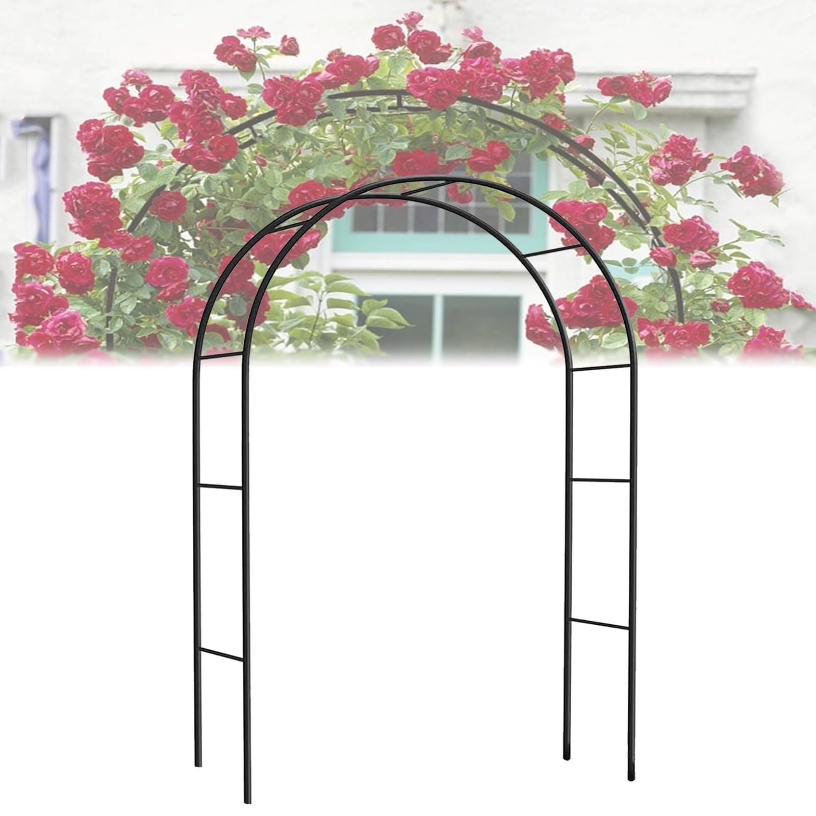 LIYI929GP WeddingArch Garden ArborArch Metal Iron Trellis, Large Metal GardenArch, Heavy Duty Rose Arches Flower Stand, GardenDecoration Flower Arches Bridal Party Decorations, Black White Green