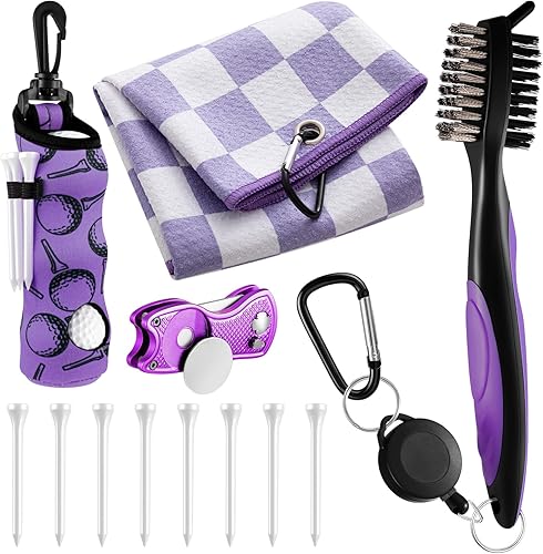 Miniatura 26 de Liliful Kit de Accesorios de Golf de 12 Piezas, Incluye Bolsa para Pelotas de Golf con Gancho, Toalla, Tees, Marcador de Pelota Magnético
