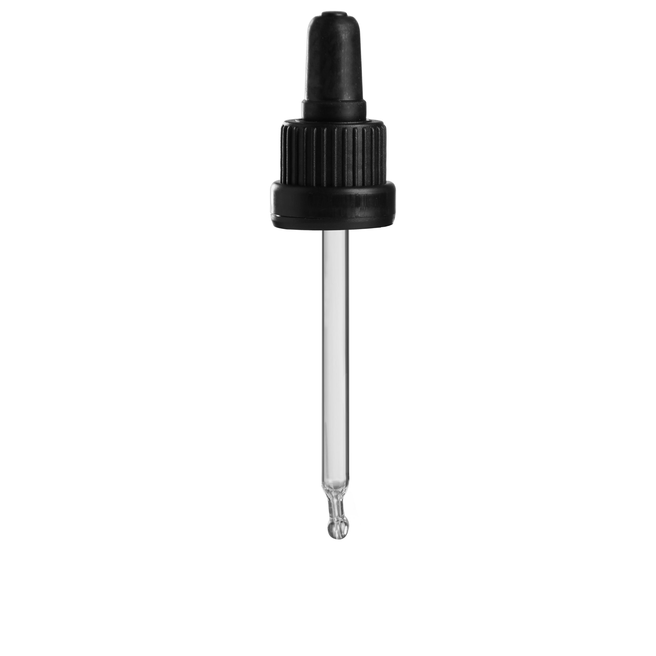 50 x Glas-Tropfpipette PL61mm - schwarz/schwarz - mit Originalitäts-Verschluss (OV) - für 15ml Pipettenflaschen mit Gewinde DIN 18 (18mm) / Pipette / Pipetten / Tropfpipette / Tropfpipetten / Glaspipette / Glaspipetten / Pipettenverschluss