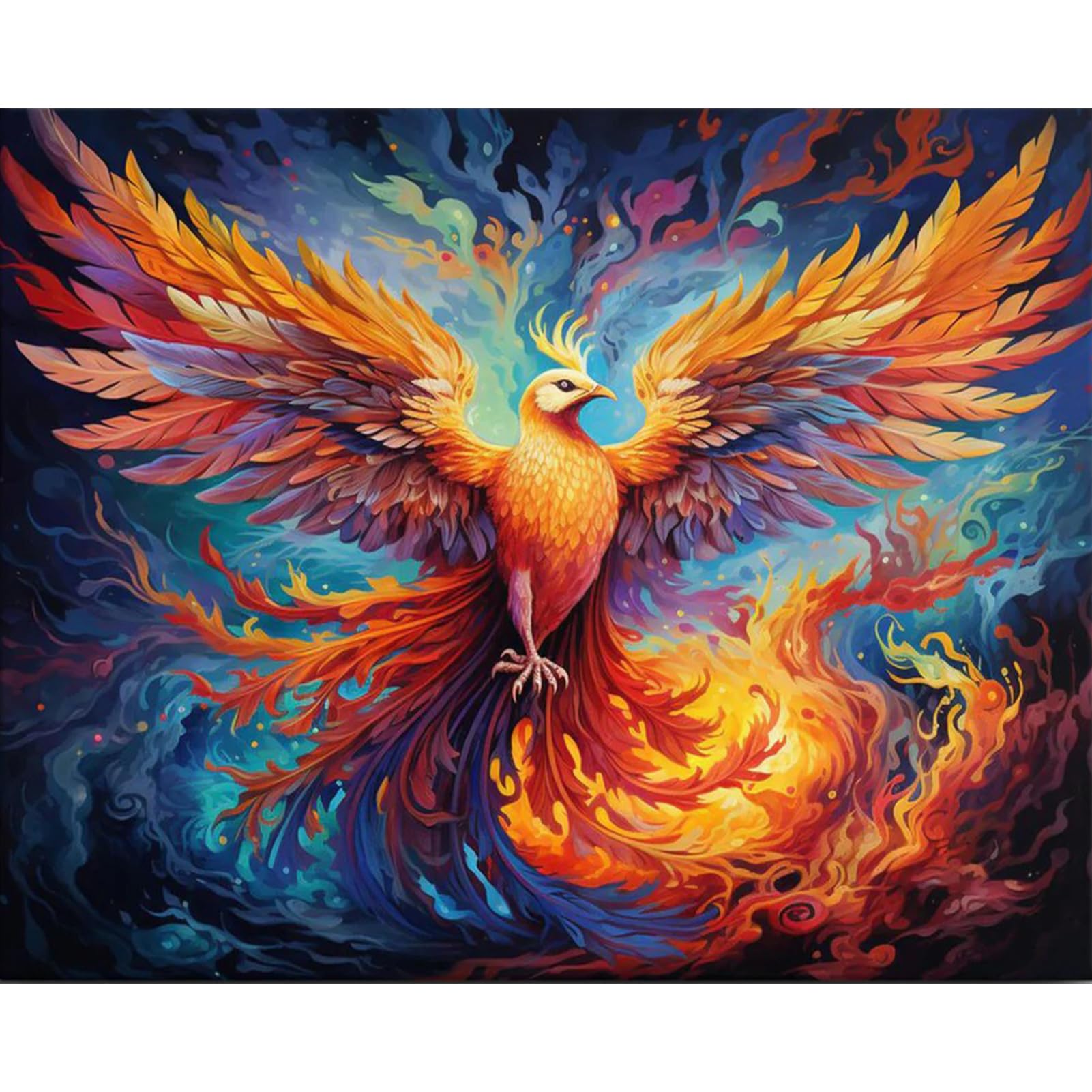 JATOK Paint by Numbers for Adults, Painting Kits for Beginners On Clear Symbols Colored Canvas, Easy DIY Acrylic Pigment Drawing Paintwork for Home Wall Decor, 16x20in Frameless, Phoenix