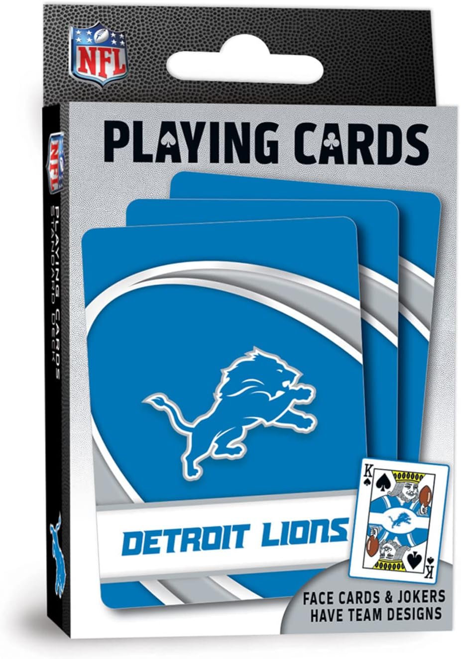 MasterPieces - NFL Playing Cards, Officially Licensed Detroit Lions Football Deck, Family Games for Adults and Kids, Standard Index