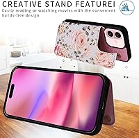 Vista 206 de UEEBAI Funda tipo cartera para iPhone 15 Pro Max con tarjetero, cubierta de cuero PU con soporte, bloqueo RFID, doble cierre magnético, relieve