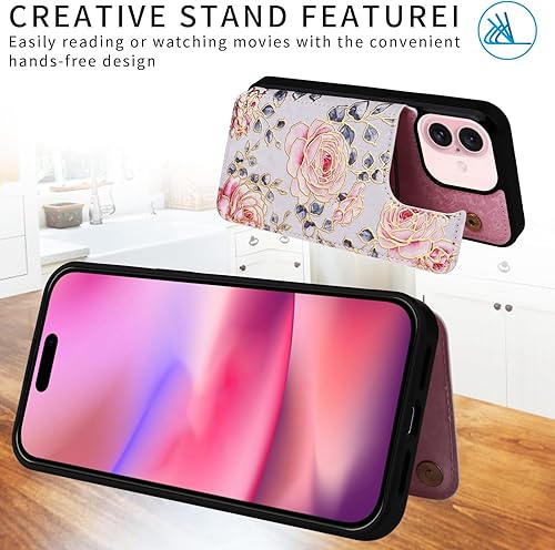 Miniatura 206 de UEEBAI Funda tipo cartera para iPhone 15 Pro Max con tarjetero, cubierta de cuero PU con soporte, bloqueo RFID, doble cierre magnético, relieve de