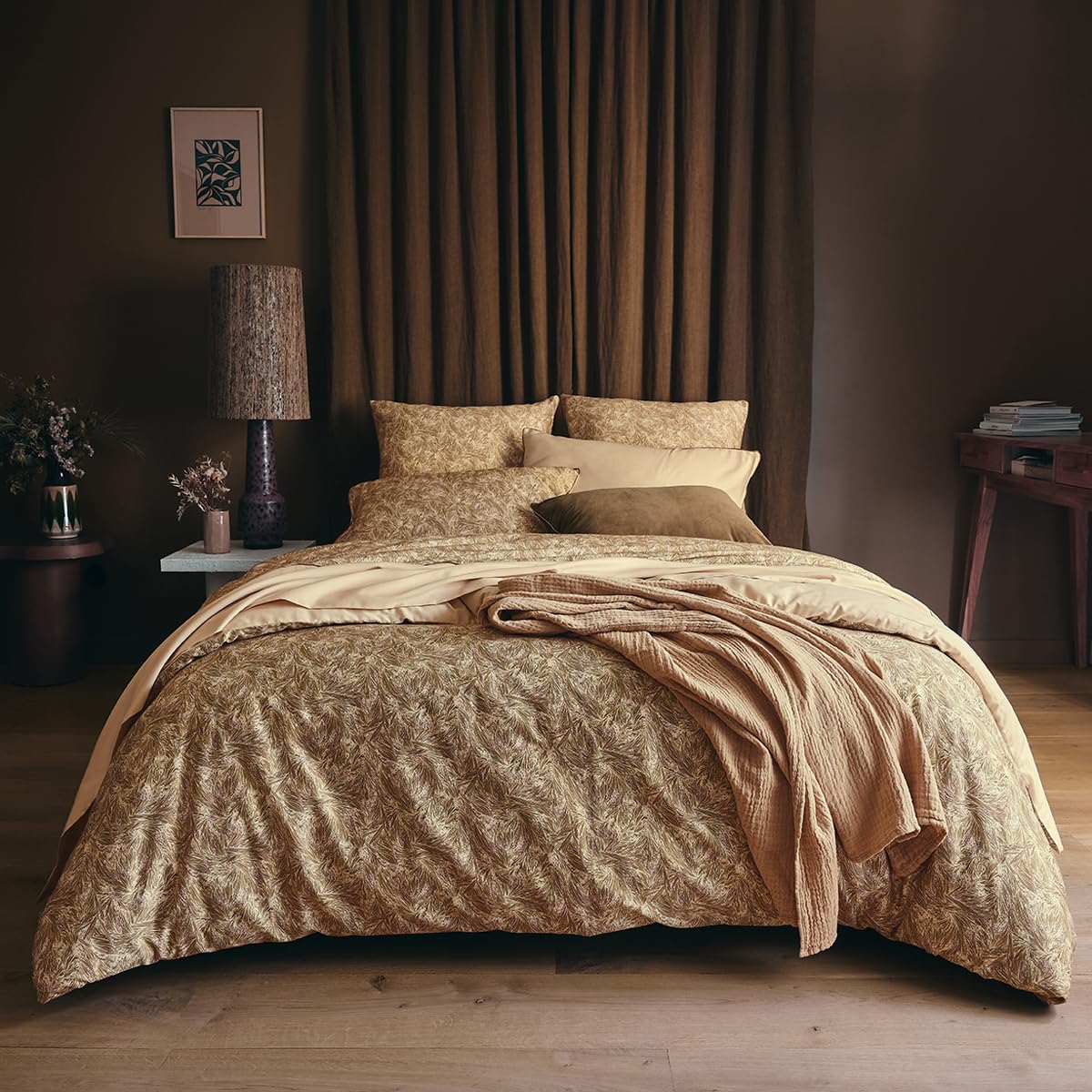 Printed Cotton Satin Duvet Cover, Heather, 140 x 200 cm, ESSIX