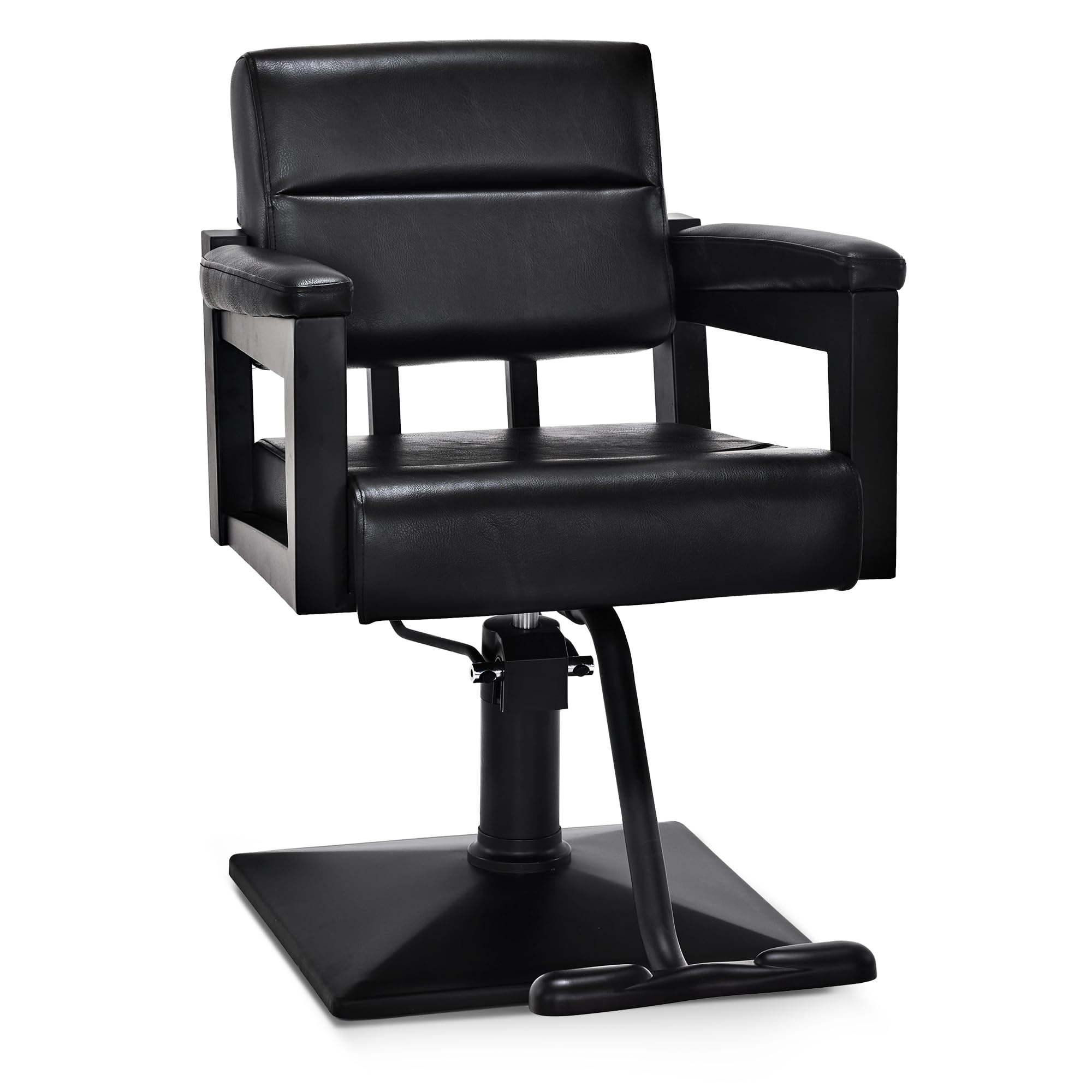 Barberpub Friseurstuhl mit Hydraulikpumpe 360° Drehbar, Friseureinrichtung Barber Stuhl Höhenverstellbar, Friseursessel PVC Kunstleder, 2058 (Schwarz)