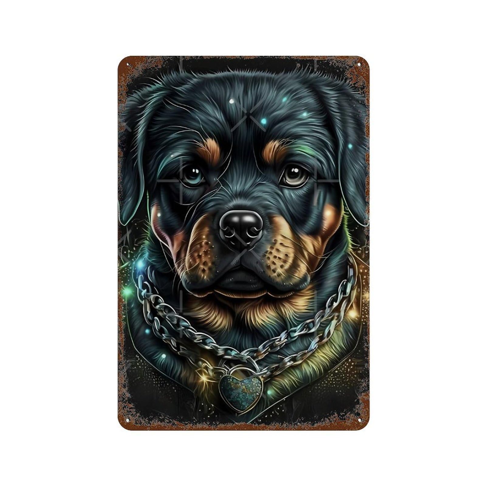 Rottweiler Dog Art Print Rusty Metal Tin Sign 11.8"x7.9", for Farmhouse, Kitchen And Entryway Decor, Rustic Home Decor