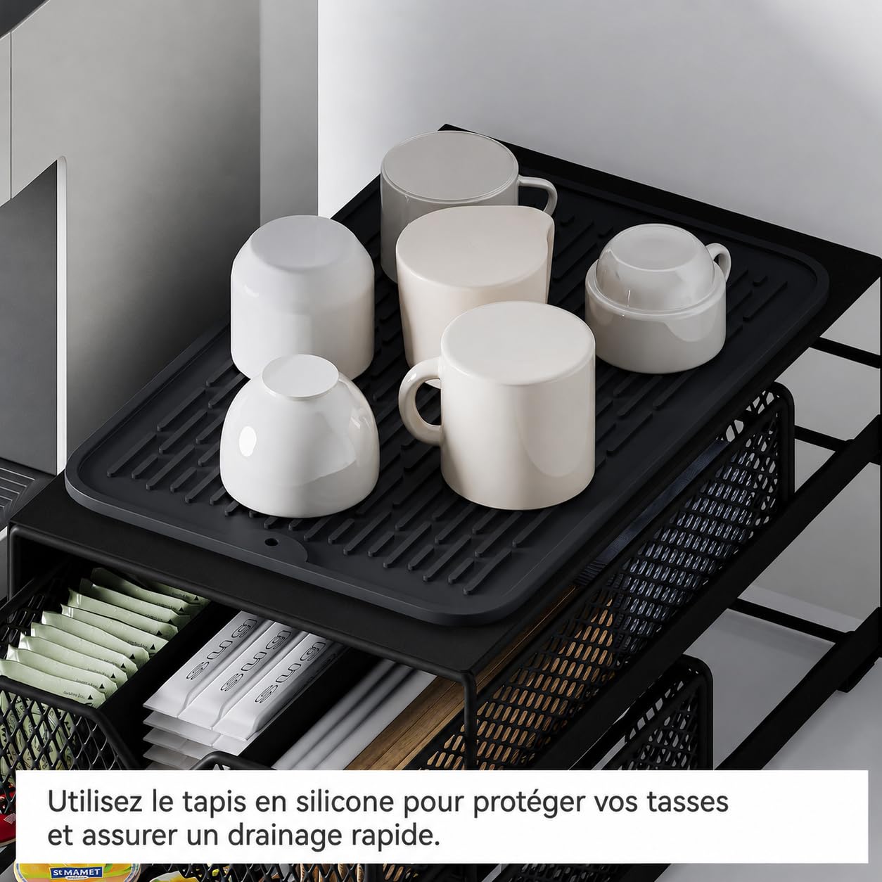 Support de machine à café avec tiroirs, porte capsules, rangement ddosettes, distributeur/organisateur capsules