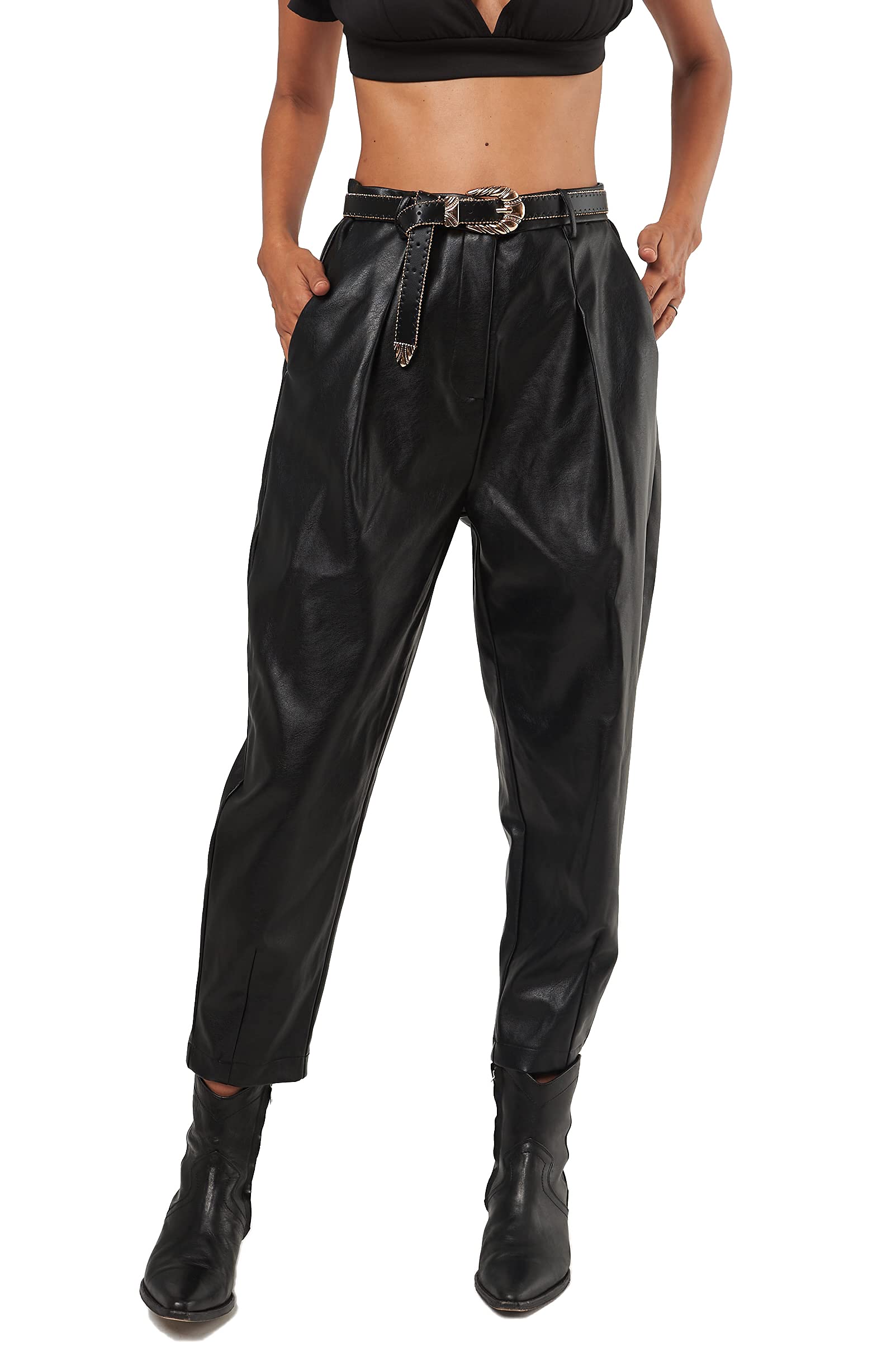 SETA Dress Different Womens Leather Baggy Pants
