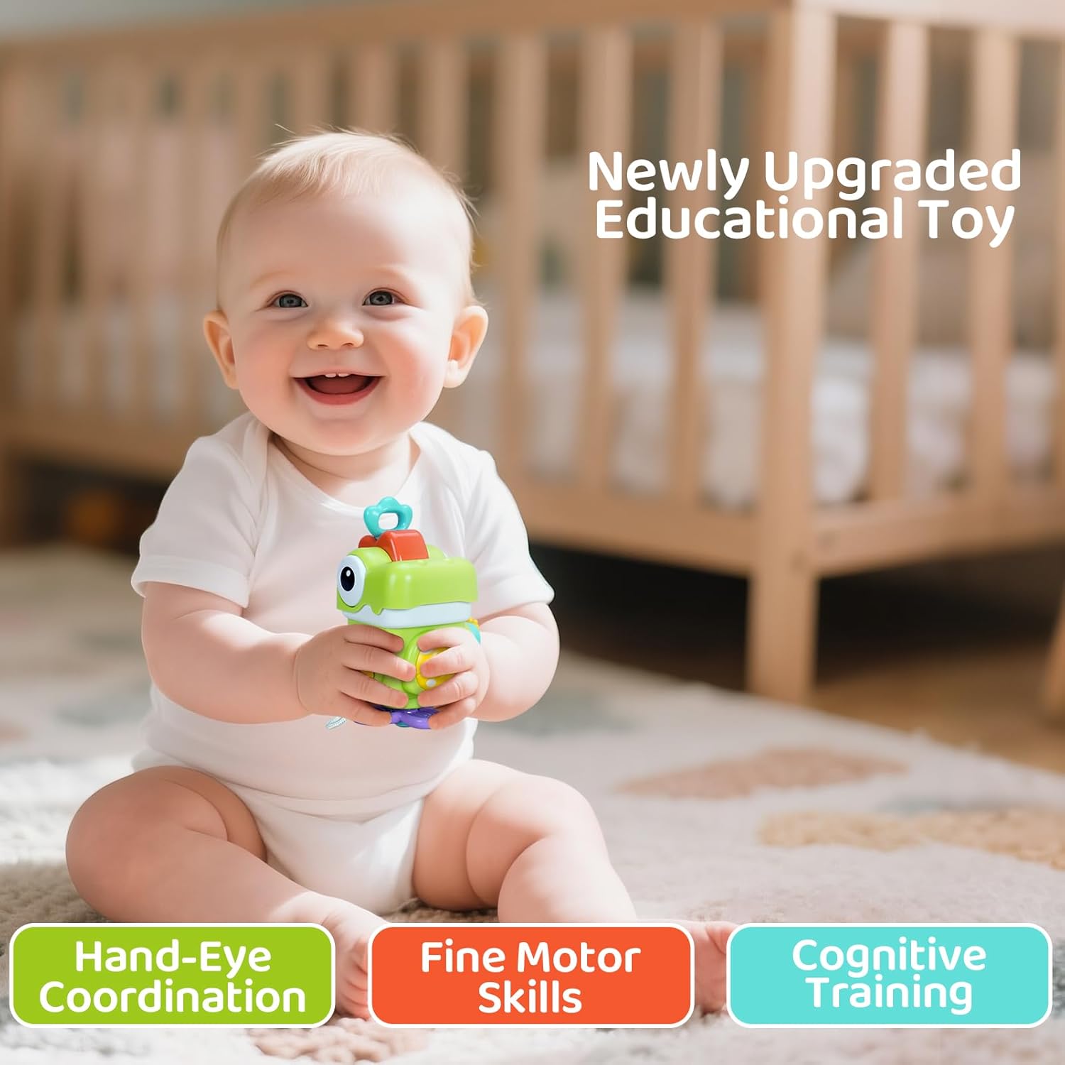 Dinosaur Busy Cube, Sensory Toys for Toddlers 1-3, Activity Cube Baby Travel Toy for Infant Baby 9-12-18 Months, First 1st Birthday Gifts for Boys Girls