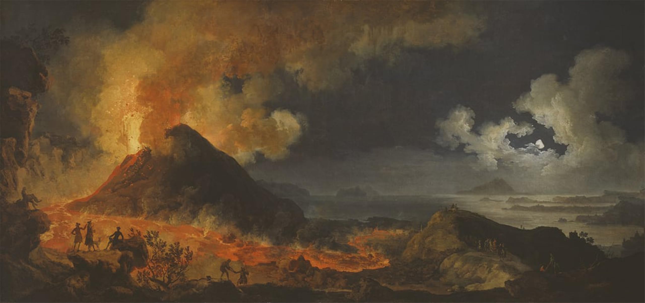 POSTERIIk Vintage Classic Picture Landscape Artwork the Eruption of Vesuvius by Pierre Jacques Volaire Portrait Canvas Painting for Office Home Decor 60x90cm