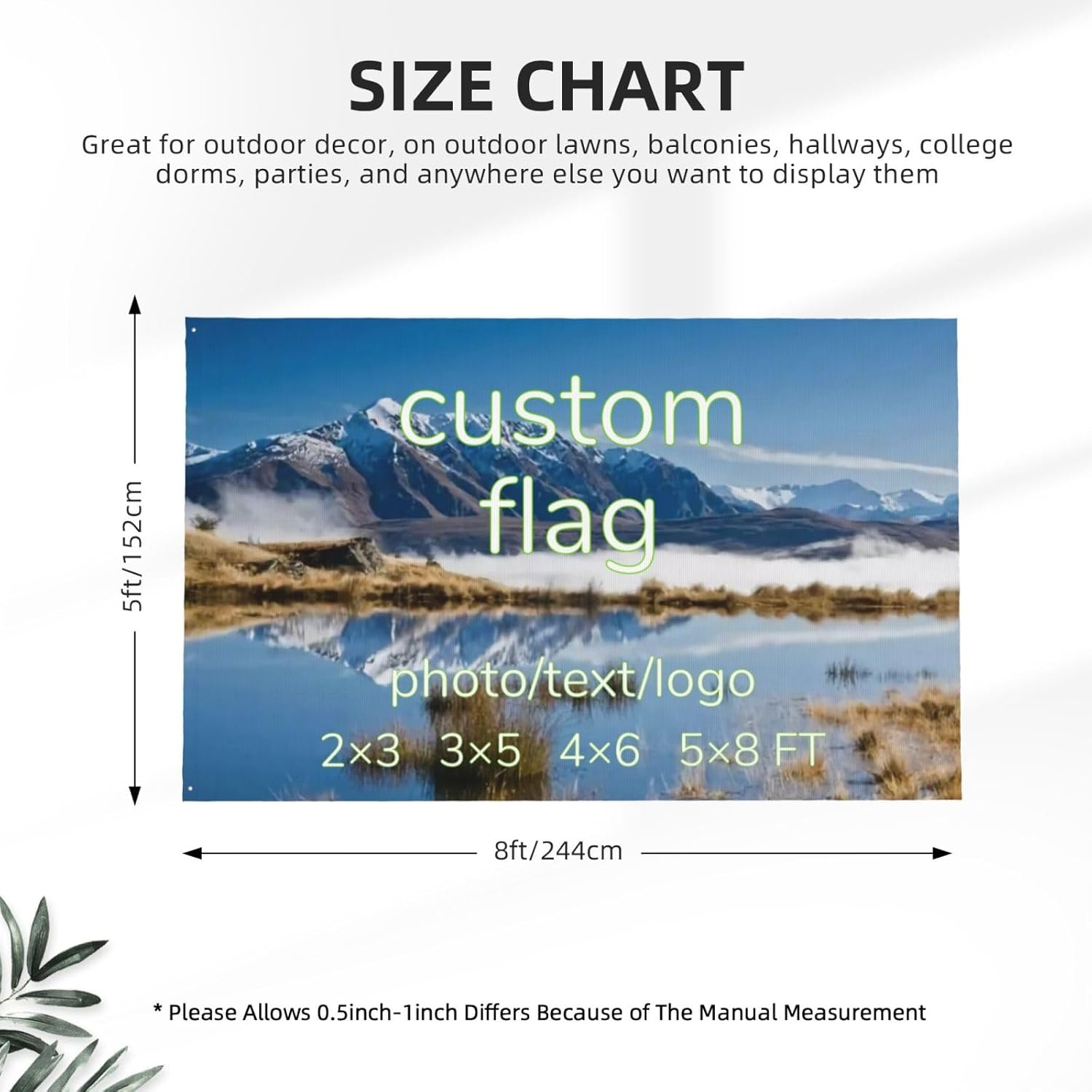 Custom Flag 5x8FT: Personalize with Image/Photo/Logo/Text, Outdoor Room Decoration
