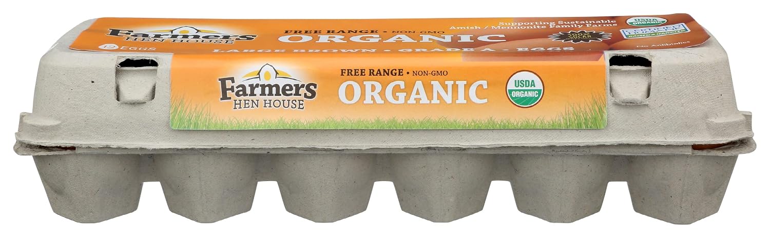 FARMERS HEN HOUSE Organic Free Range Brown Large Grade A Eggs, 12 CT