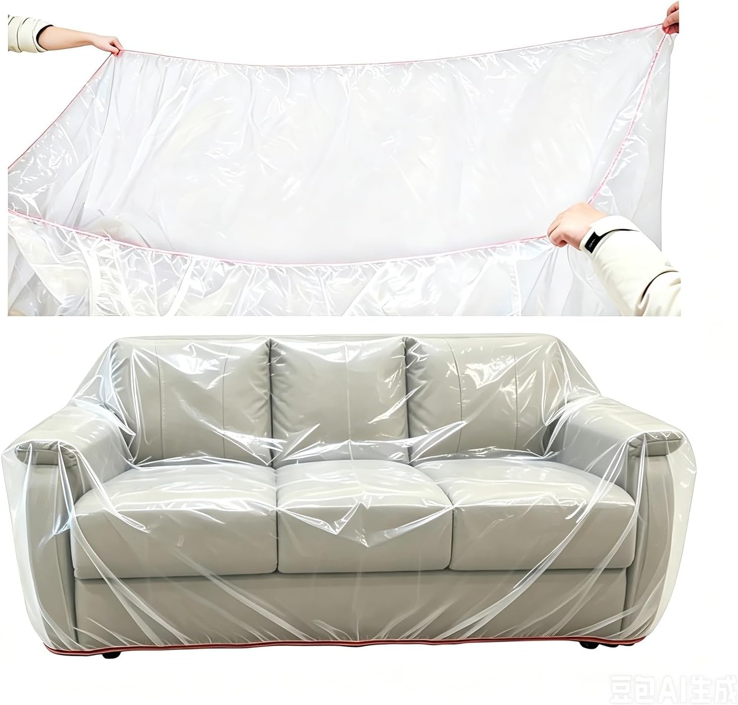 Plastic Loveseat Cover Furniture Cover for Moving - Elastic Band Design, Clear Sofa Cover Protector Loveseat Storage Bag, Waterproof & Dustproof Couch Cover Slipcover 68W x 42D x 42H Inches