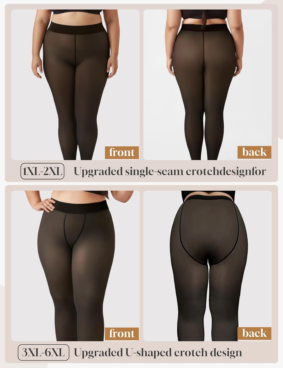 Buauty Plus Size Fleece Lined Tights Womens- Winter Warm Fake Translucent Thermal Pantyhose,Thick Leggings under Dresses - Image 4