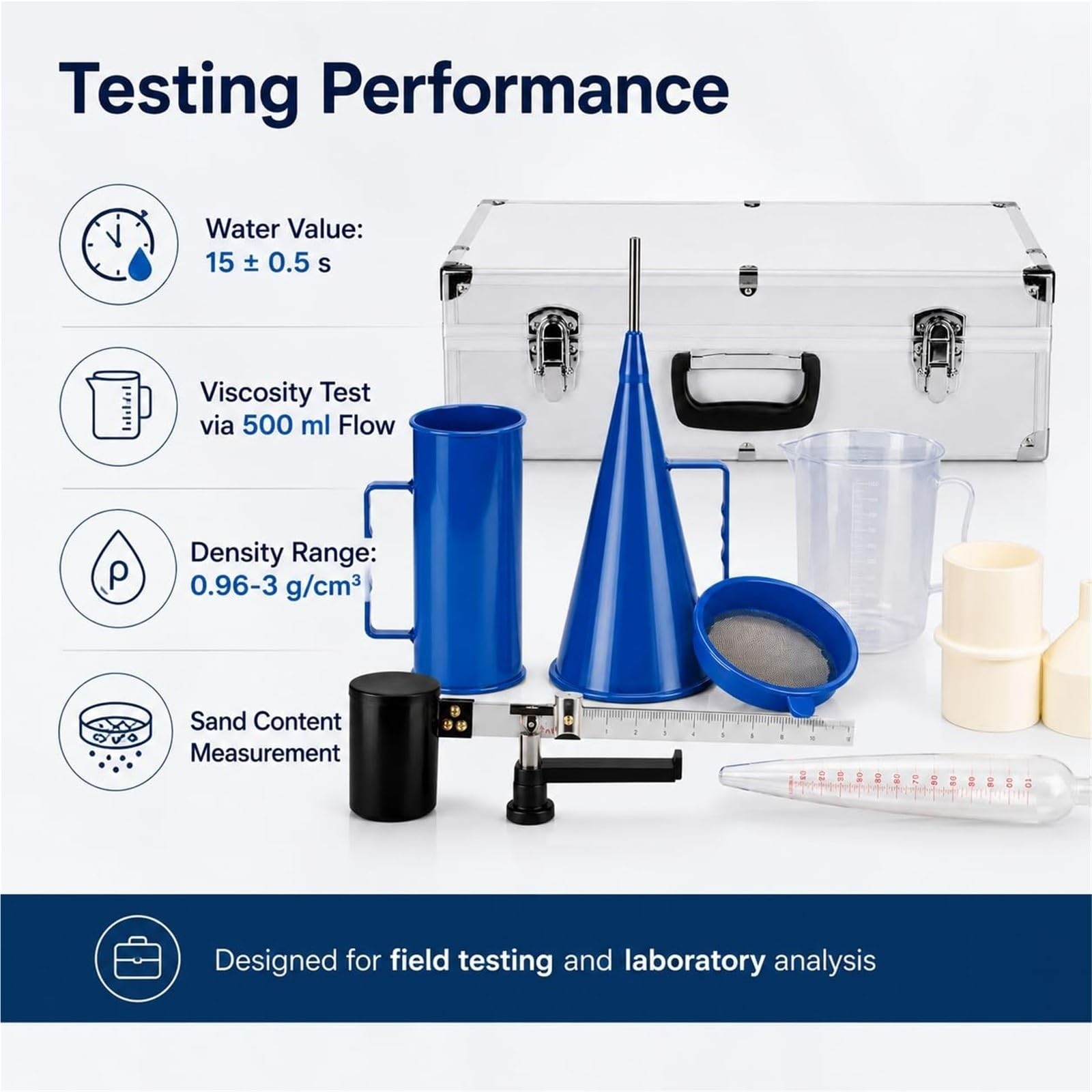 Kit viscosimetro fango portatile, misuratore sabbia fango per lab/campo