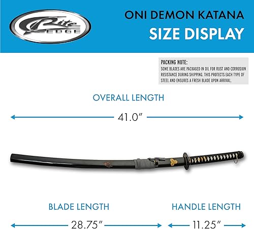 Miniatura 3 de Katana Oni de acero al carbono negro de 40 "con soporte de exhibición de madera