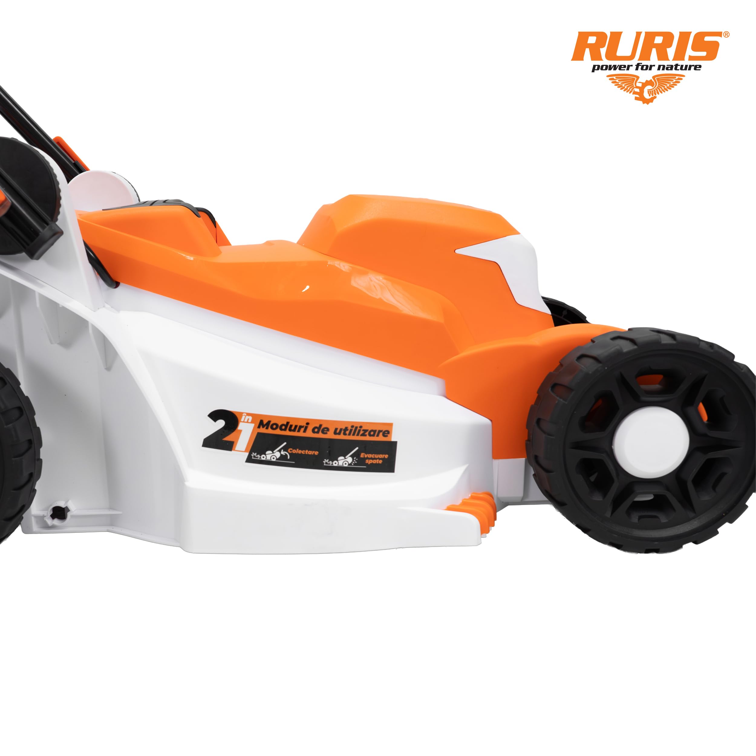 RURIS RXE1400 Comfort tosaerba elettrico 1400 W larghezza 340 mm 6 altezze 20-70 mm vassoio 35 L pettine taglio manico Comfort Pro regolabile 9 kg