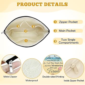 Mxrymvu Summer Beach Makeup Bag Beaches Lover Gift for Women Nurse Sister Mom Bestie Cosmetic Bag Vacation Ocean Beach Themed Gift for Birthday Christmas Graduation Travel Essentials Cruise Bags