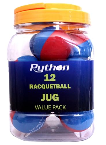 Python RG Multi Colored Racquetballs 12 Ball Jug for Indoor