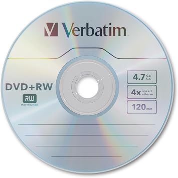Verbatim DVD+RW 4.7GB 120Min Up to 4X Blank Discs Rewritable Up to 1000 Times - 10pk Slim Case